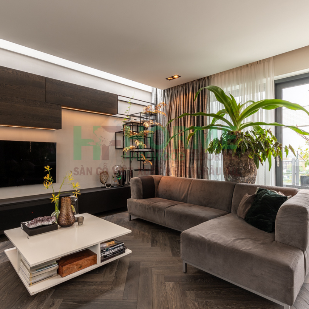 Sàn gỗ tự nhiên cao cấp trong không gian biệt thự sang trọng