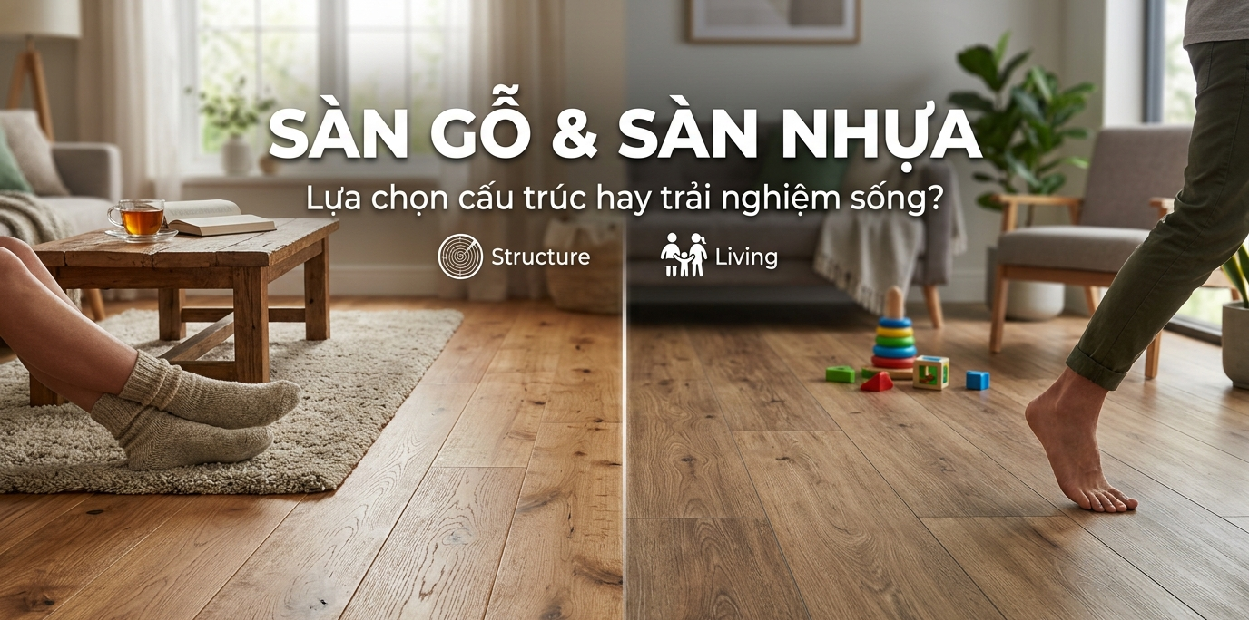 Sàn gỗ và sàn nhựa: Lựa chọn cấu trúc hay trải nghiệm sống?