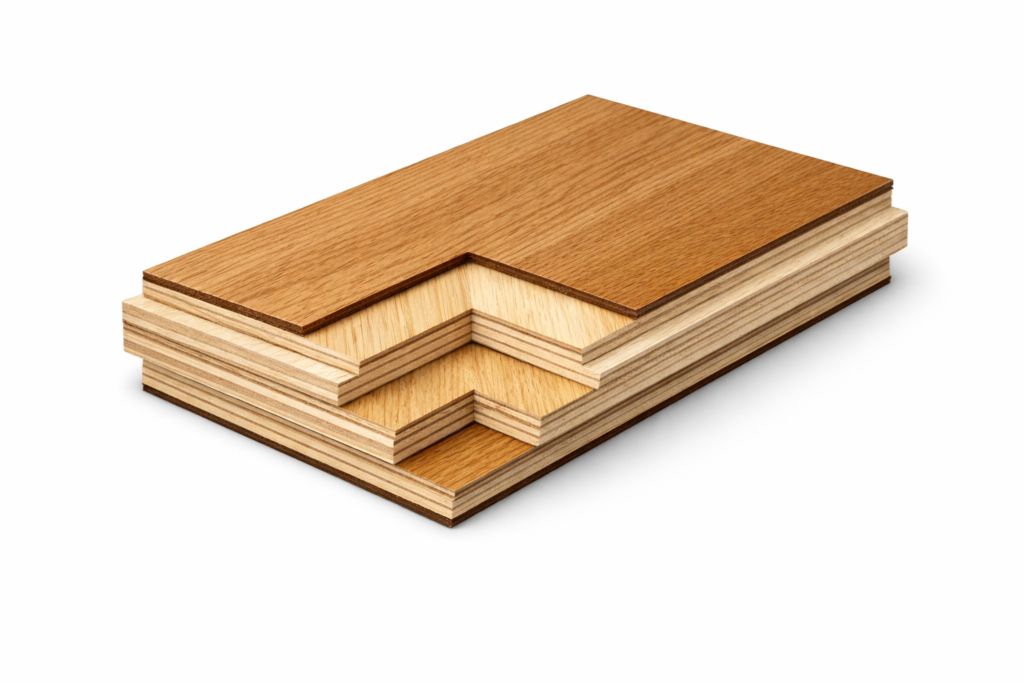 Cấu trúc lõi plywood nhiều lớp của sàn gỗ kỹ thuật