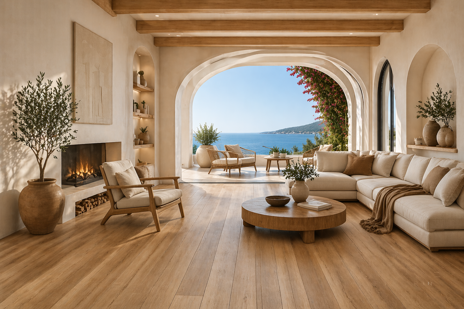 Sàn gỗ phong cách Địa Trung Hải: Khi Modern Mediterranean trở thành chuẩn sống nghỉ dưỡng