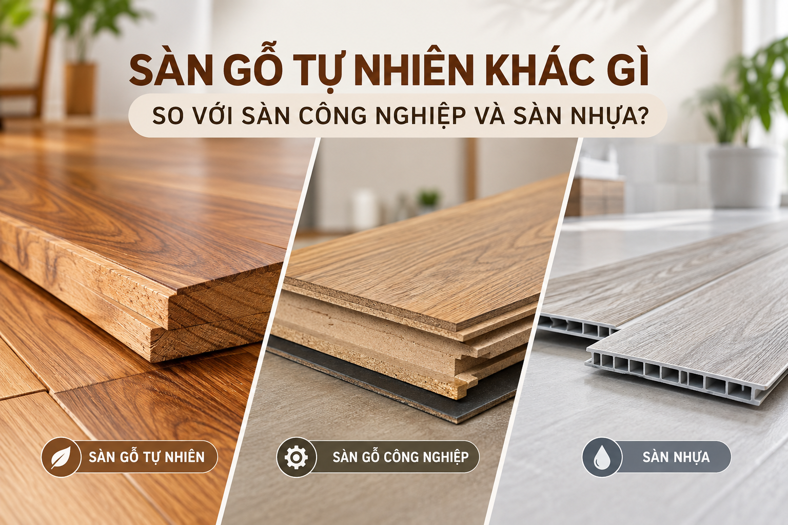 Sàn Gỗ Tự Nhiên Khác Gì So Với Ván Sàn Công Nghiệp Và Ván Sàn Nhựa?